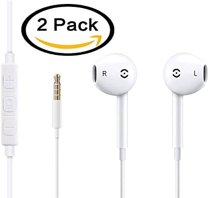 Apple Earphones LSRZYEJ, Stereo Earbuds with Microphone Headphones and Remote Control for iPhone, iPad, Samsung, iOS, Android, Windows (2 pack)