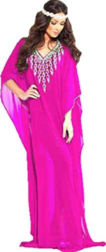 Moroccan Kaftan Summer Beach Dresses Light Floor Length Caftans Plus size Fashion Available (44, Magenta)