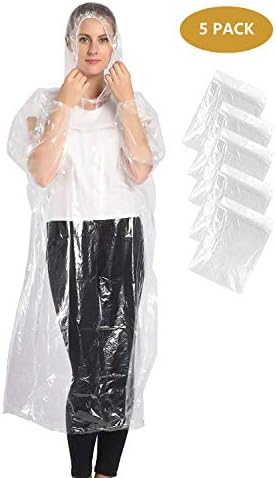 KASU Emergency Waterproof Ponchos - Thick Disposable Poncho - Pac a Mac with Drawstring Hood - Rain Gear for Outdoor Recreation, Festivals, Camping, Hiking