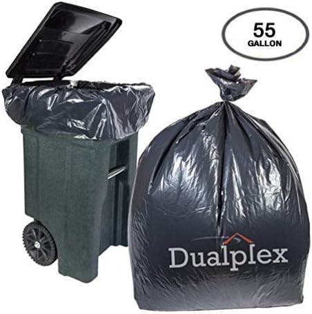 Dualplex 55 Gallon Black Trash Bags 1.5 Mil Garbage Bag 40 Bags Per Case 36" X 52"