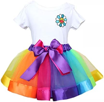 Kidsmian Little Girls Layered Rainbow Tutu Dance Dress Skirt Clubwear (S(Age for 0-1Y), Rainbow)