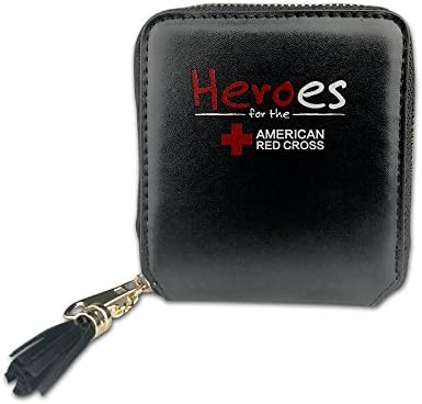 Women's PU Leather Tassel Card Holder Wallet With Around Zipper Heroes For The American Red Cross