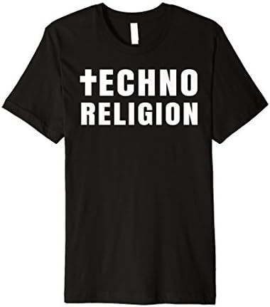 Mens TECHNO RELIGION T-SHIRT Small Black