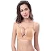 Vogue's Secret Sexy Deep Plunge U-shaped Bra Push Up Convertible Seamless V Shape Brassiere for Women, 36D, Beige