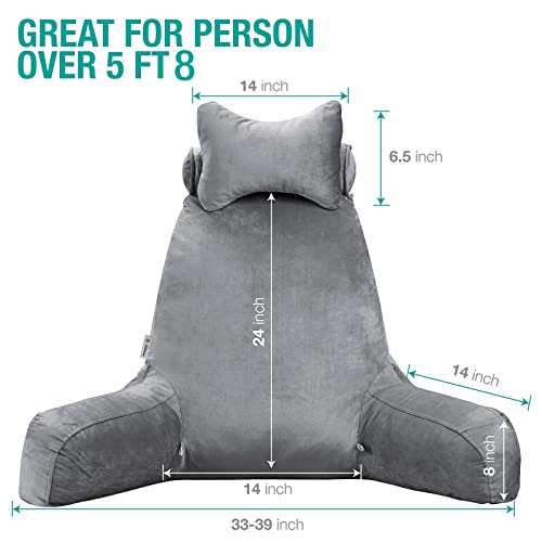 Vekkia XXL Soft Reading & Bed Rest Pillow with Higher Support Arm