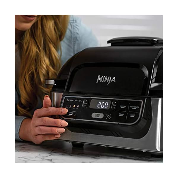 Ninja Foodi Health Grill and Air Fryer [AG301UK] 5.7 Litres, Brushed Steel and Black