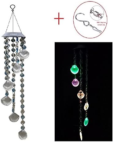 Youqian Updated LED Solar Beads Seashell Wind Chimes, Handmade Color Changing Wind Spinners Waterproof Automatic Light Sensor for Patio Yard Indoor & Outdoor Decor