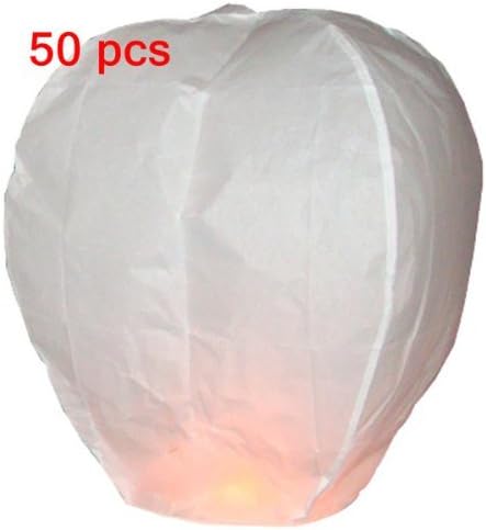 50pc Fire Sky Lantern (Kongming Lantern) White