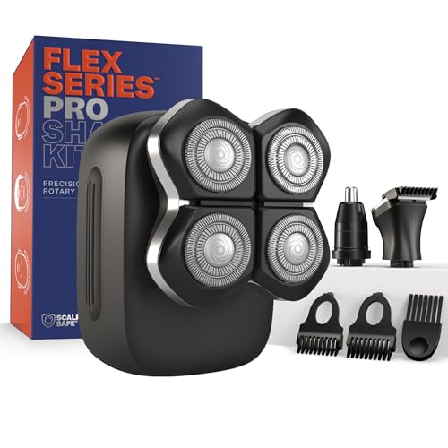 Freebird Electric Head & Body Hair Shaver - Mens Cordless Waterproof Razor with Rotary Blades (FlexSeries Pro, Shaver Kit)