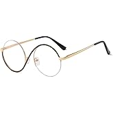 kachawoo Half Rimless Eyeglasses Glasses Frame 8 S Shape Metal Round Anti Blue Light Ray Eyewears