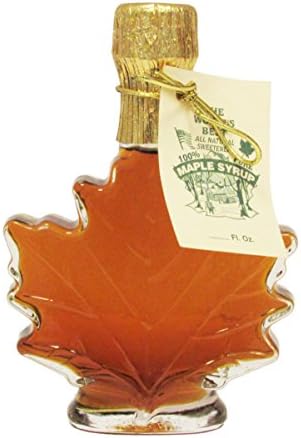 Ferguson Farms 100% Pure Vermont Maple Syrup, Grade A Medium, Maple Leaf Shaped Glass 100ml (3.38oz)