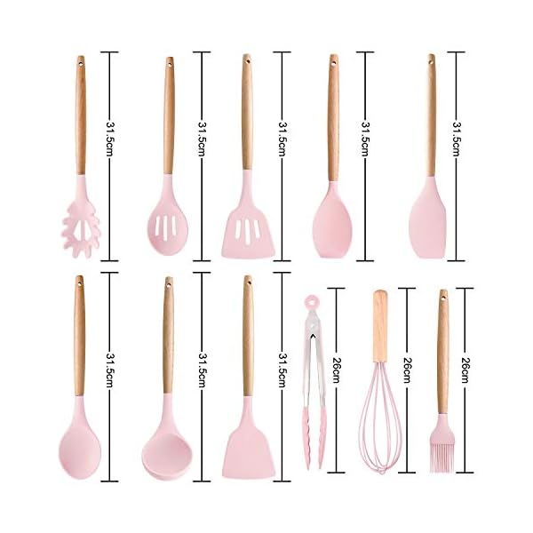 Premium-11pcs-Silicone-Cooking-Kitchen-Utensils-Set-Heat-Resistant-Wooden-Handles-Cooking-Tool-BPA-Free-Non-Toxic-Silicone-Turner-Tongs-Spatula-Spoon-Kitchen-Gadgets-Set-for-Nonstick-Cookware-Pink Premium 11pcs Silicone Cooking Kitchen Utensils Set, Heat Resistant Wooden Handles Cooking Tool, BPA Free Non Toxic…