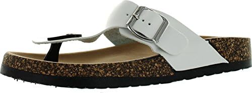 Anne Marie Womens Glory-1 Super Soft Bed Stud Flat Thong Sandals,White,7