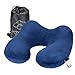 Hawkko Inflatable Travel Pillow, Head/Chin/Neck Support, Velvet Super Soft Neck Pillow, Lightweight/Compact/Portable, Navy
