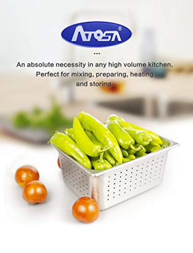 Steam Table Pan Half Size Perforated 6" Deep, Stainless Steel Hotel Pan ATOSA A2126 6 Pieces Set Buffet Food Pans Pack of 6 - Thumbnail 5