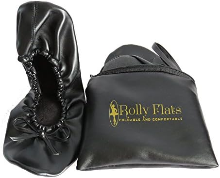 KEC Womens Foldable Ballet Flats (Small, Black)