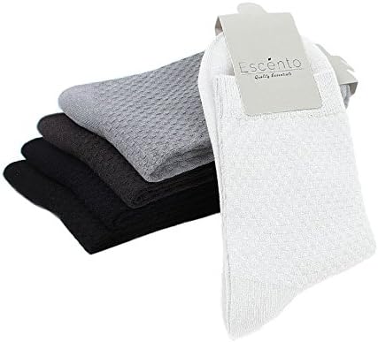 ESCENTO Premium Business Time Bamboo Fiber Men's Dress Socks - 5 pack Everyday Essential (Subtly Checkered)