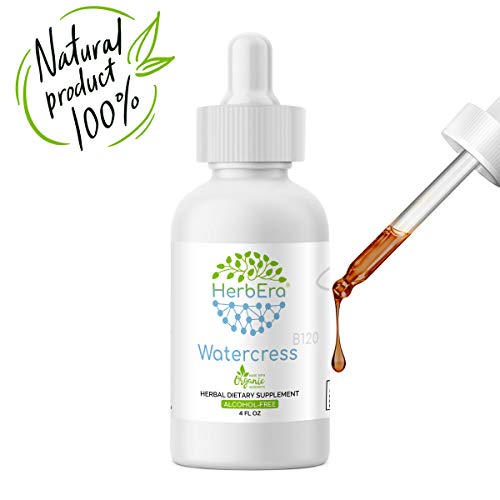 Watercress B120 Alcohol-Free Herbal Extract Tincture, Super-Concentrated Organic Watercress (Nasturtium Officinale) (4 fl oz)