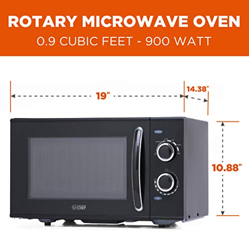 Commercial Chef CHMH900B6C 0.9 Cubic Foot Countertop Microwave, Compact