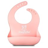 Single Or Set of 2Cute Silicone Baby Bibs for Babies & Toddlers (10-72 Months) by Panda Ear-Waterproof, Soft, Unisex, Non Messy -Single Pink