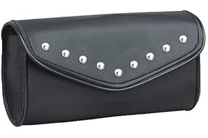 The Nekid Cow | Black PVC Leather Motorcycle 10" Windshield Bag with Strong Closure for Motorcycles and Power -Sport Bikes (Velcro)