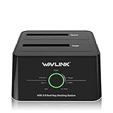 WAVLINK USB 3.0 to SATA I/II/III Dual-Bay External Hard Drive Docking Station for 2.5/3.5 Inch HDD/SSD with UASP (6Gbps), Support Offline Clone Duplicator and Auto Sleep Function [10TB X2 ]-Black