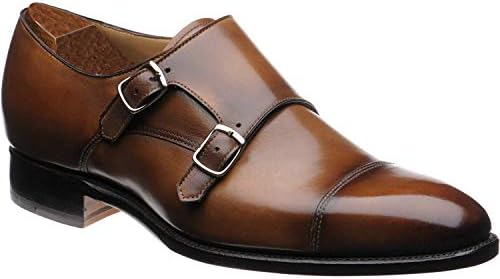 Brown Leather Formal Monk Strap Cap Toe Shoes for Men