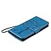 LG G3 Case,Best Share Embossing Fashion Floral Countryside Pattern PU Leather Flip Stand Case Wallet Design Card Slot Kickstand Feature with Hand Strap Cover for LG G3 VS985 D850 D851 4G LT,Blue