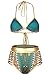 Sundray Women DashiKini Metallic Leatherette High Waist 2PCS Bikini Sets Beachwear L
