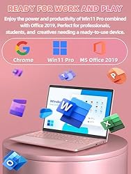 Rumtuk 16" Rose Gold Laptop, Celeron N5105