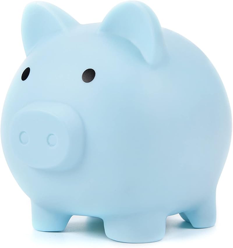 Fuyamp Cute Piggy Bank Blue Childs Savings Money Box Keepsake Decor
