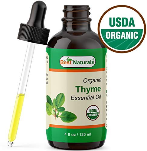 Best Naturals Certified Organic Thyme Essential Oil with Glass Dropper Thyme 4 FL OZ (120 ml)