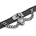 INBLUE Women,Men's Alloy Genuine Leather Necklace Choker Collar Black Heart Lock Adjustable