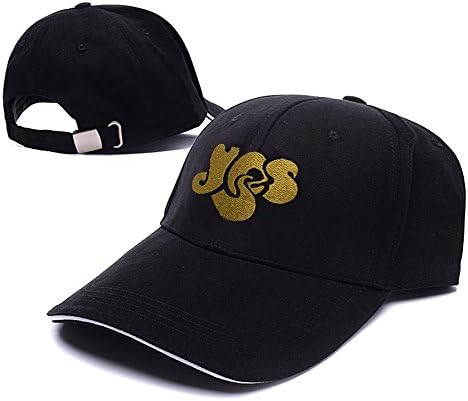 HEJIAXIN Yes Rock Band Adjustable Baseball Caps Unisex Snapback Embroidery Hats - Black/Gold
