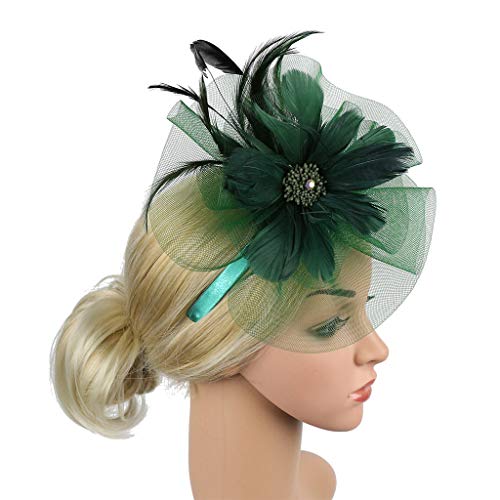 NEARTIME Womens Flower Hairband, Fascinator Women's Organza Church Caps British Bridal Tea Party Stretch Headwear - Thumbnail 2