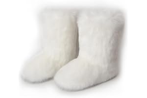 ZOSCGJMY Faux Fur Boots for Women Fuzzy Fluffy Furry Round Toe Suede Winter Snow Boots Flat Shoes