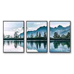 Framed Canvas Wall Art for Living Room, Bedroom Beautiful Nature Norway Landscape Canvas Prints for Modern Home Decoration Ready to Hang - 16"x24"x3 Panels