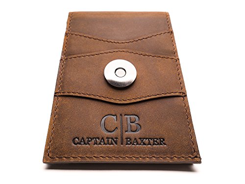 Mens Brown Minimalist Bifold Wallet - Premium Crazy Horse Genuine Leather - Advanced RFID Secure Blocking - Small and Slim Fits Comfortably as a Front Pocket Wallet-Ideal Gift-Wallet For Men