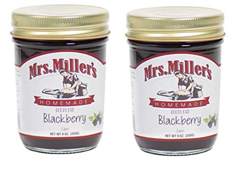 Mrs. Miller's AMISH Homemade SEEDLESS BLACKBERRY Jam 9 Ounces - 2 Pack - Thumbnail 3
