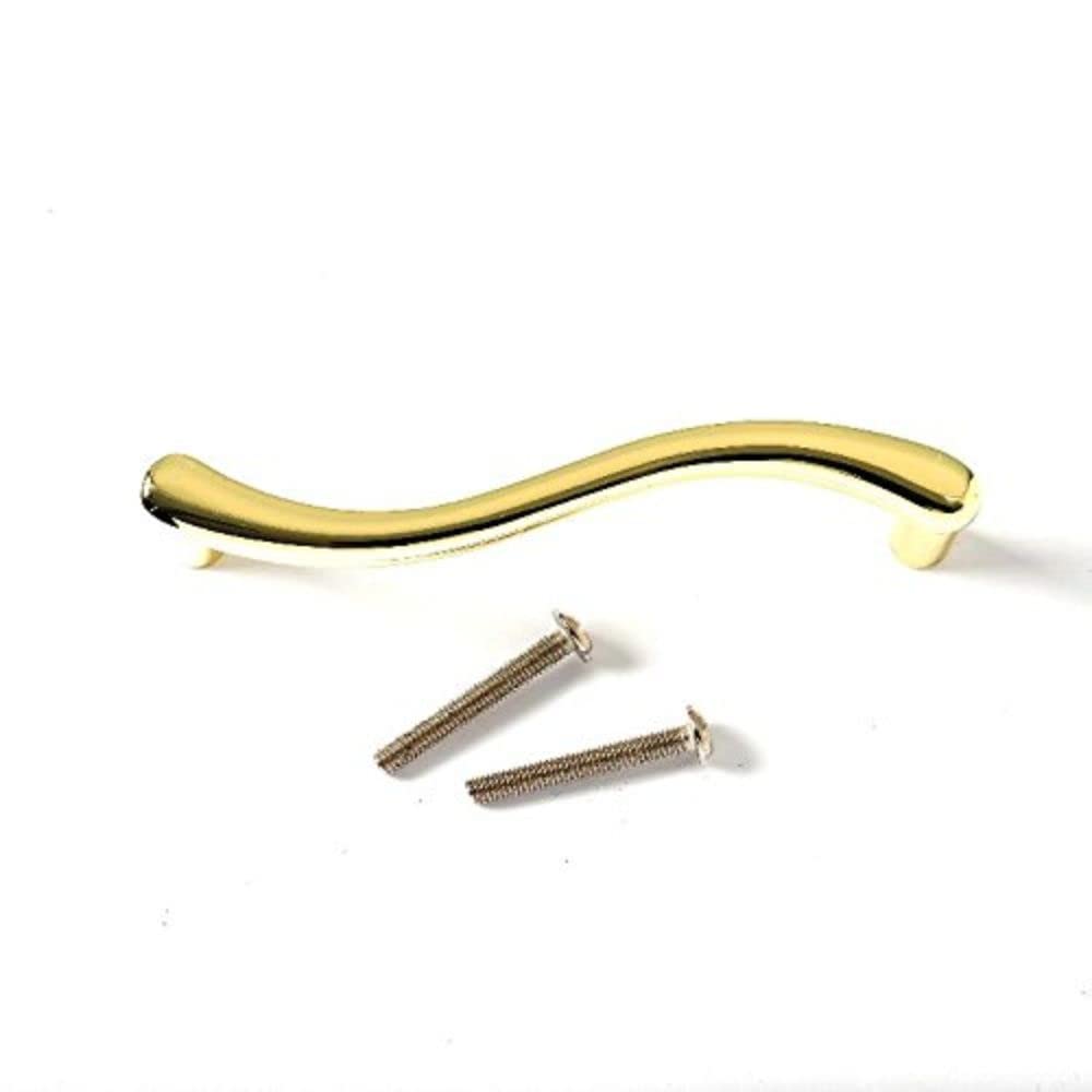 Merriway BH06164 (4 Pcs) Cupboard Cabinet Handle Pull S-Style, 96mm Brass Plated - Pack of 4 Pieces