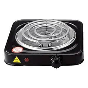 ATORSE Electric Single Burner Cooktop Adjustable Temperature Hot Plate Black 1000W