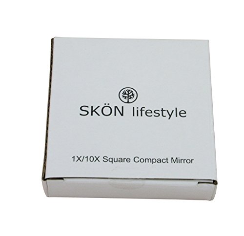 SKN lifestyle - Missy, Stylish 10X/1X Personal Compact Glass Mirror - Strong 10X magnification and traditional 1X mirror, Full 180 degree opening, Effortless magnetic closure and opening - Pink