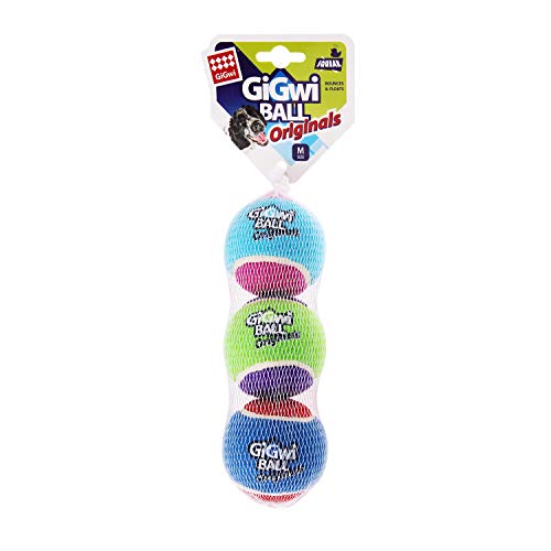 Gigwi Dog Squeaky Tennis Ball 2.5”, Bouncy and Assorted Colors Rubber Dog Tennis Balls Toy for Small and Medium Dogs (3 Pack) - Thumbnail 2