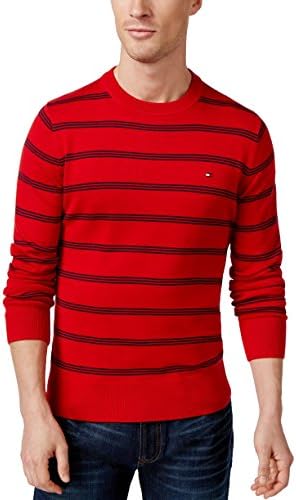 Tommy Hilfiger Signature Crew-Neck Striped Sweater Apple Red (Large)