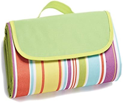 Outmall Beach Blanket, Portable Foldable Waterproof Sandproof Mat Outdoor Travel Camping Picnic Blanket Tote for BBQ Hiking Backyard Grass Sports and Games - 79" L x 57" W Size (Rainbow Stripe)