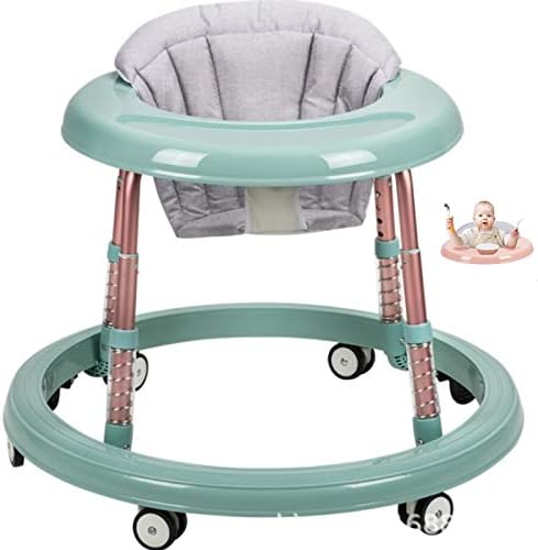 Baby Walker,6/7-18 Month Multi-Functional Anti Rollover Height Adjustable Foldable Folding Baby Walker Boys and Girls(Green(Shock Absorption))（UK Local delivery）