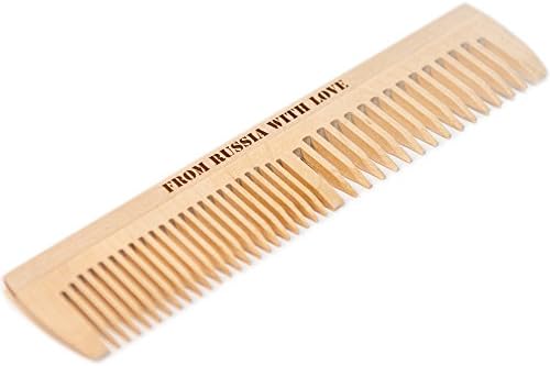 Combined Wide Tooth Comb and Fine Tooth Comb. Hair Comb for Men and Women. Great Hair Combs for Women or Men. Beard Comb. Handcrafted from Organic Siberian Birch. Free Travel Pouch. Made in Russia.