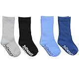 juDanzy 2 Pack of Ribbed Mid-Calf Girls & Boys Socks (2-4 years, Gray, Black, Navy & Blue)