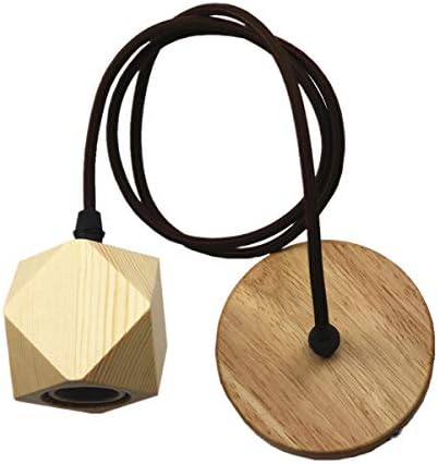 Wood Pendant Light Simple and Creative Modern Pendant Lighting Retro Edison E27 Hanging Light Wood Lamp Base Holder for Living Room Kitchen Cafe Bar Restaurant with 1.2 Meter Wire