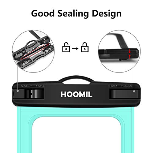 HOOMIL Universal Waterproof Cell Phone Case Pouch IPX8 Dry Bag for Samsung Galaxy Note 10 5G /9/A20/A10/A50/A70 up to 6.5-inch, Underwater Case for Pools Beach Kayaking Travel 2 Pack (Black, Green)
